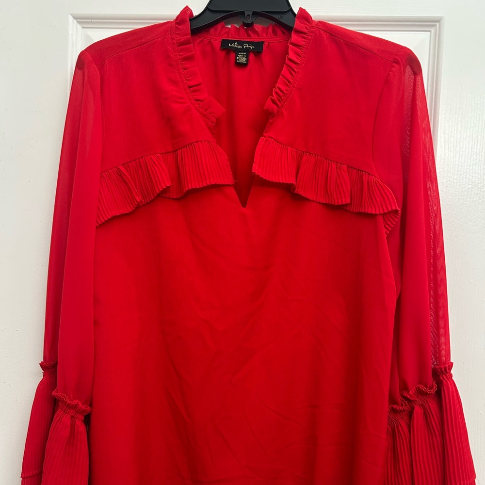 Melissa Paige Red Ruffle Blouse